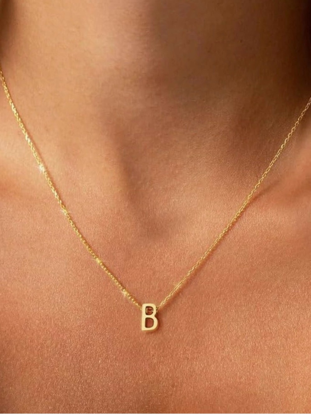 Gold Initial 'B' Necklace